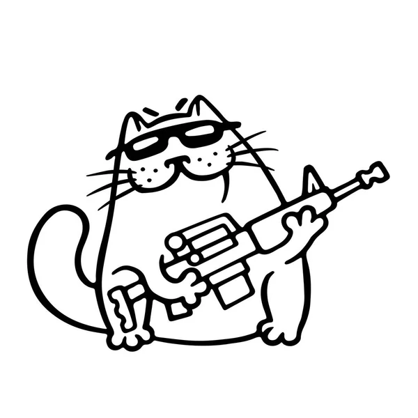 Mafia Kämpft Katze Mit Maschinenpistole Ist Bereit Für Den Krieg — Stockfoto