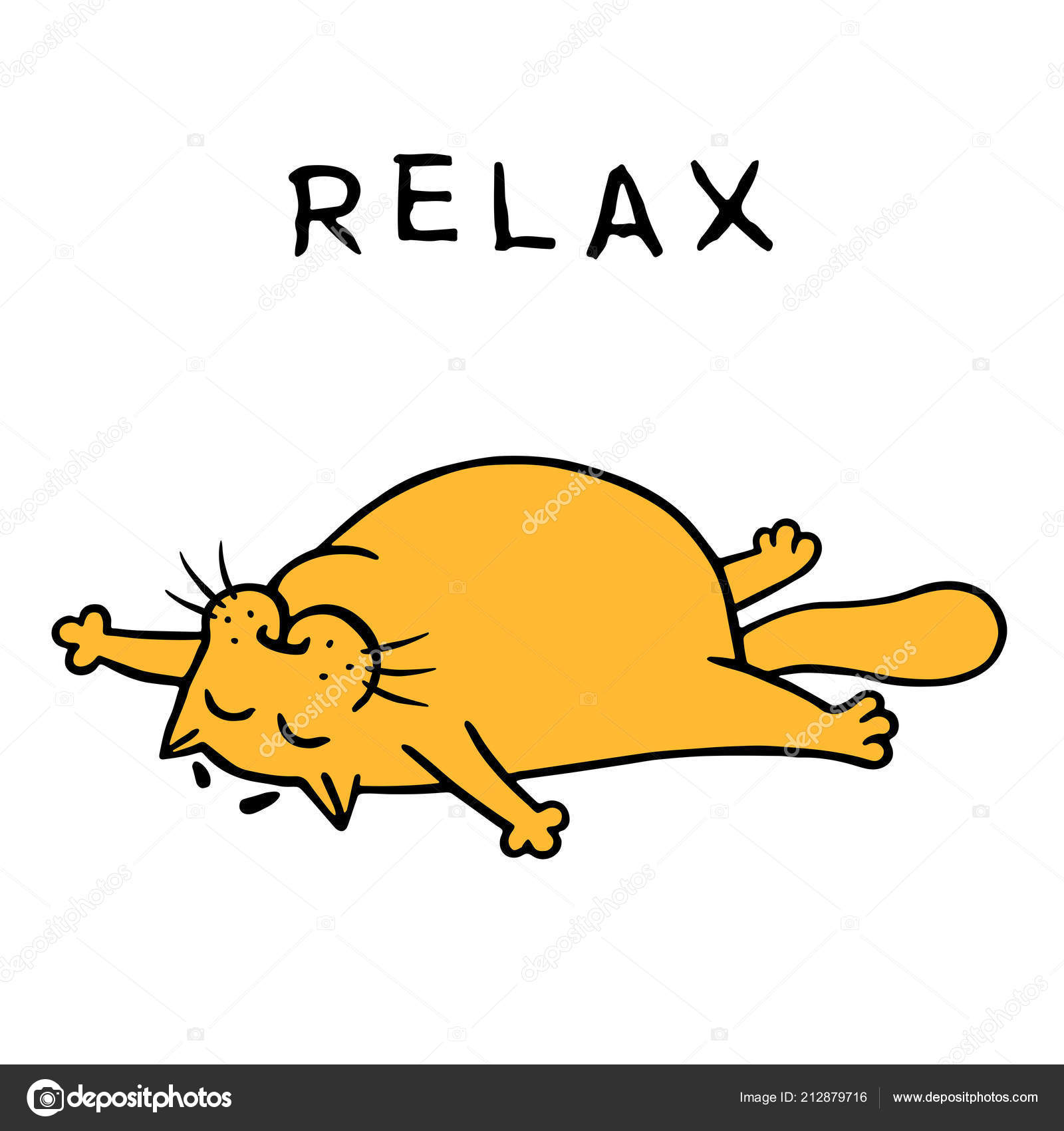 Cute Funny Orange Cat Breathes Sun Funny Cartoon Pet Stock Photo by  ©likozor 212879716