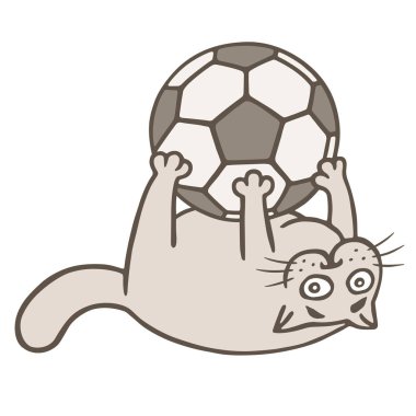 Karikatür kedi futbol oyuncusu topu yakaladı. 