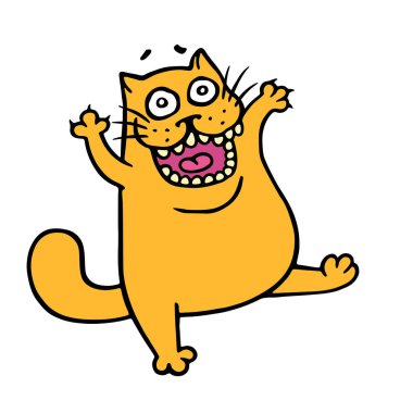 Kızgın karikatür turuncu kedi. Şirin deli hayvan karakter.