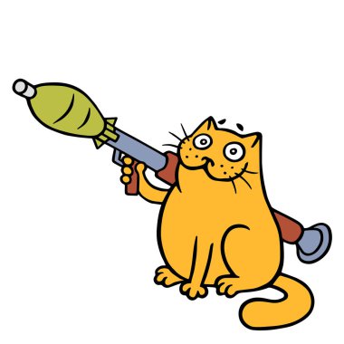 Bir bombaatar ile savaş kedi. 