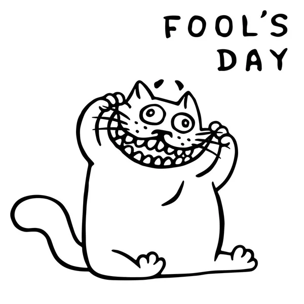 Śmieszne Kot Tłuszczu Sprawia Komiks Twarz Kwietnia Wakacje Jest Fool — Zdjęcie stockowe