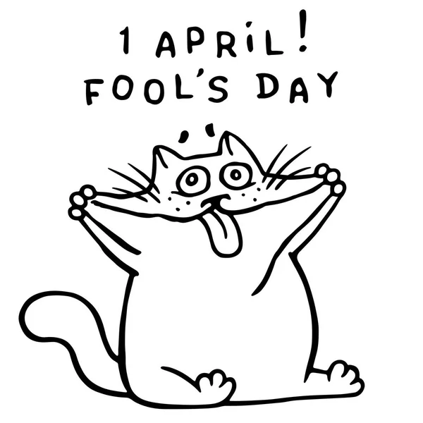 Funny fat cat stretched his cheeks and shows his tongue. The April holiday is a fool's day.