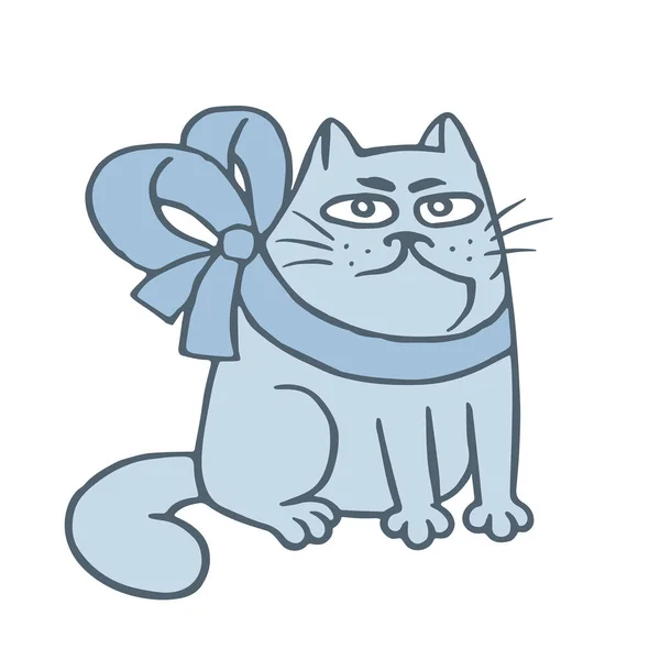 Gato Dibujos Animados Enojado Lleno Bowknot Lindo Personaje Mascota Dibujos — Foto de Stock
