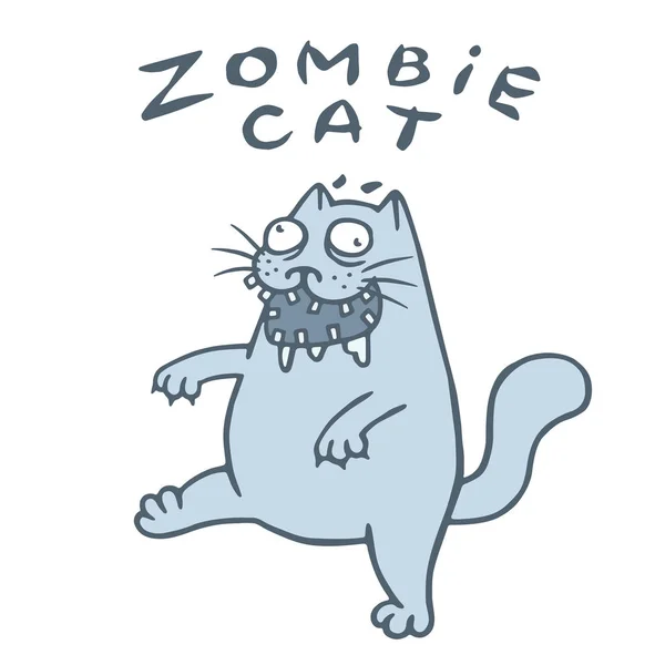 Zombie cat goes in search of the brain. Genre of horror. Nightmare character.