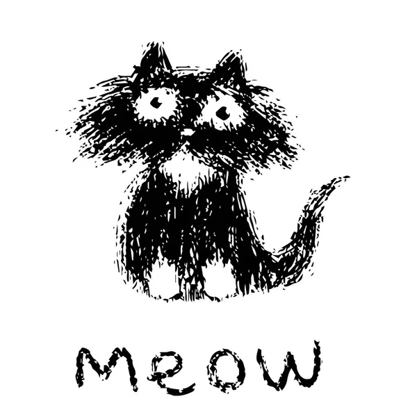 Mignon chat en fourrure dit miaou. Illustration vectorielle . — Image vectorielle