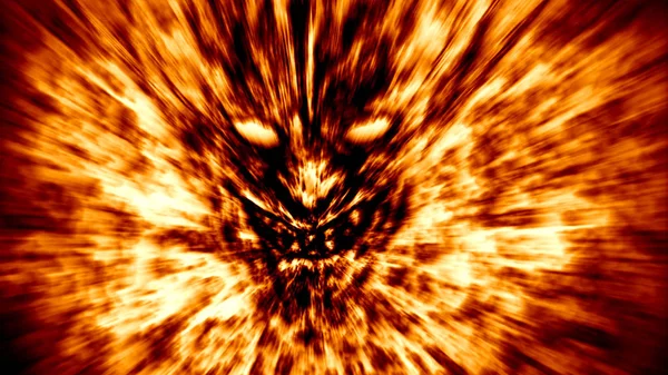 Kızgın Iblis Yüz Yangında Bağırır Bir Tür Korku Turuncu Renk — Stok fotoğraf