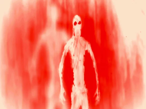 Ataque Fantasma Dentro Tumba Color Fondo Rojo Género Horror — Foto de Stock