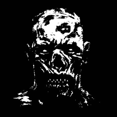 Korkunç zombi kıyamet yüz. Korku tür. Vektör çizim.