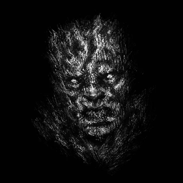 Злий Зомбі Концепція Обличчя Ілюстрація Жанрі Жахів Колір Чорного Тла — стокове фото