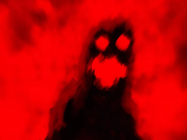 Sombra Monstruosa Demoníaca Sobre Fondo Rojo Género Horror — Foto de Stock