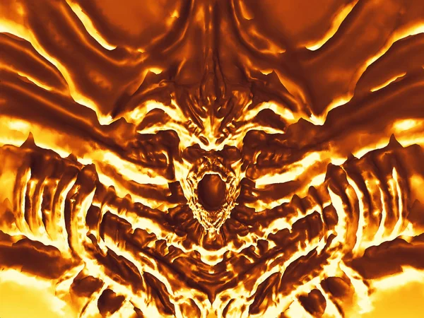 Boynuzları Altın Kısma Şeytan Fantezi Türünde Çizimi — Stok fotoğraf
