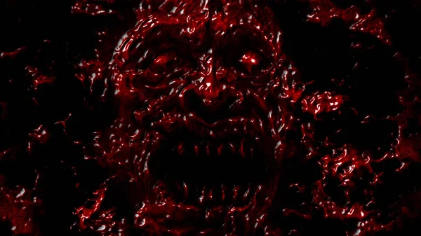 Wütendes Blutiges Gruselgesicht Illustration Genre Des Grauens Rote Hintergrundfarbe — Stockfoto
