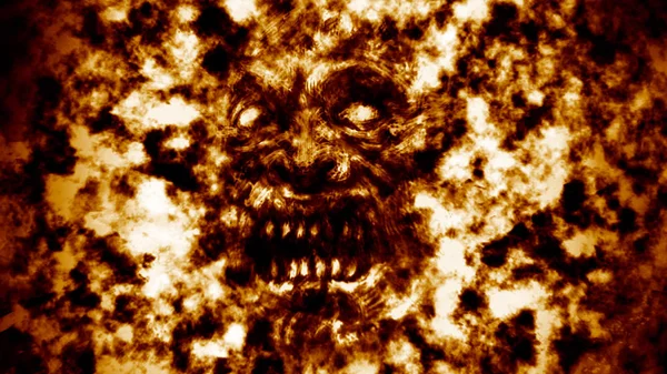 Θυμωμένος Καύση Ghoul Όψη Εικονογράφηση Στο Είδος Του Τρόμου Πορτοκαλί — Φωτογραφία Αρχείου