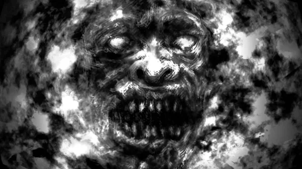 Dühös Ghoul Arcát Ábra Műfaj Horror Fekete Fehér — Stock Fotó
