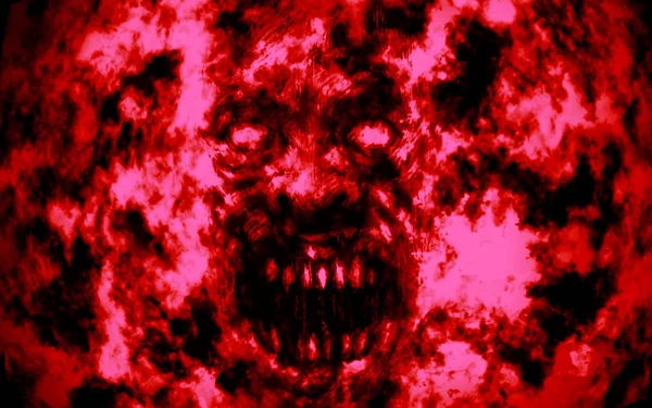 Θυμωμένος Αιματηρή Ghoul Όψη Εικονογράφηση Στο Είδος Του Τρόμου Κόκκινο — Φωτογραφία Αρχείου