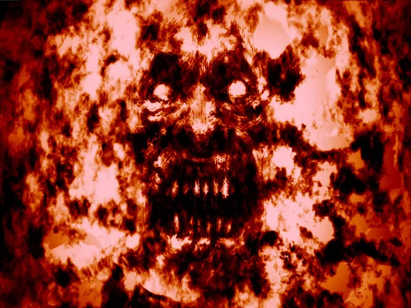 Zły Ghoul Krwawe Oblicze Czerwone Tło Ilustracja Gatunku Horroru — Zdjęcie stockowe