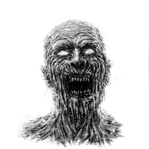 Zumbi Irritado Fundo Branco Ilustração Gênero Horror Desenho Monstro Personagem — Fotografia de Stock