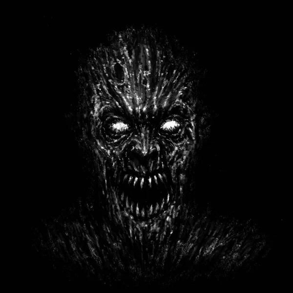 Angry Zombie Face Black Background Drawing Monster Character Illustration Horror — Stock Photo, Image