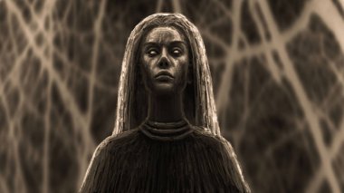 Siyah şaman kadın. Fantezi illüstrasyon.