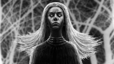 Siyah şaman kadın. Fantezi illüstrasyon. 