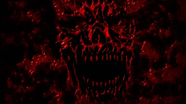 赤い悪ぼろぼろのヘッド図 ホラーのジャンル 恐いモンスターの顔 心の状態 — ストック写真