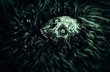 Zombi su kafasından. Bir tür korku. Yeşil renk.