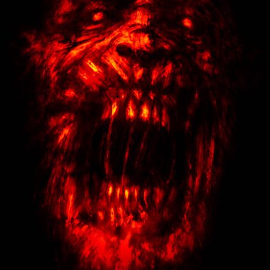 Siyah arka planda soyutlama zombi yüzü.