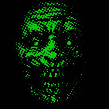 Siyah arka planda soyutlama zombi yüzü.