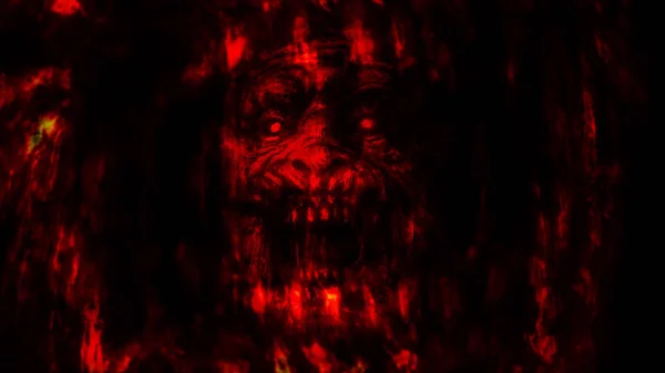 Absztrakció zombi arcát fekete háttér. — Stock Fotó