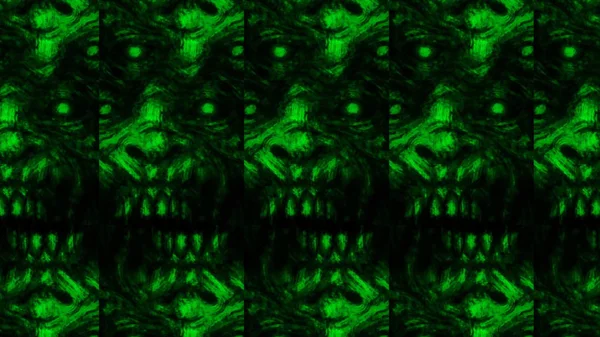 Straszny zombie twarz wzór na czarnym tle. — Zdjęcie stockowe