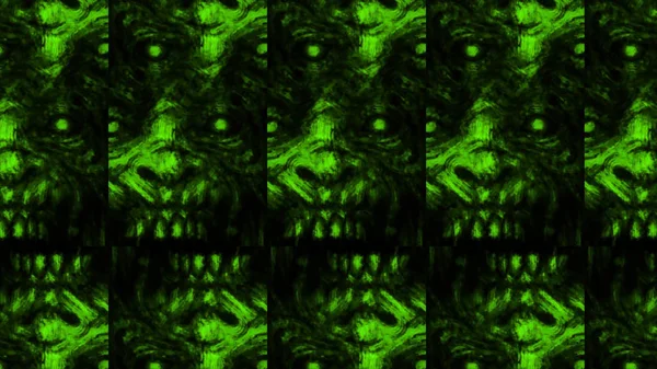Scary zombie face pattern on black background. — Stock Photo, Image