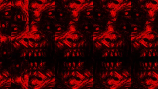 Scary zombie face pattern on black background. — Stock Photo, Image