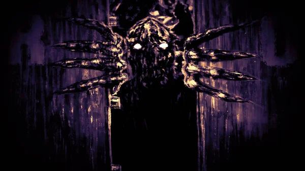 분노 좀비 괴물 벙커 문을 열고 으르렁 거리는. — 스톡 사진