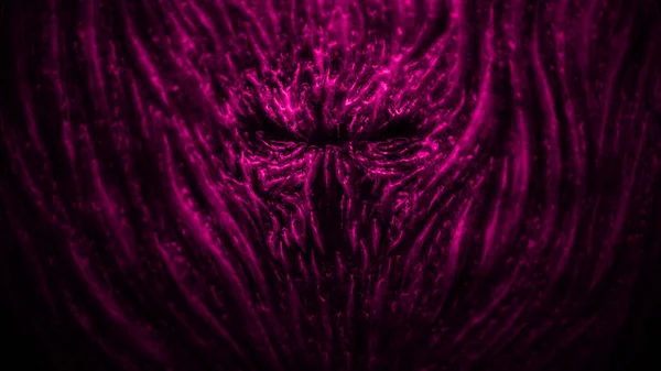 Schreiender böser Dämon mit schwarzen Augen. violette Farbe. — Stockfoto