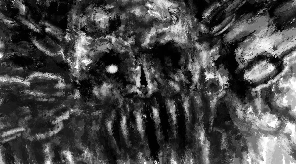 Scary Zombie Skull Chains Illustration Genre Horror Black White Background — Stock Photo, Image