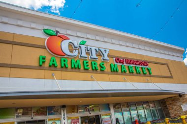 Duluth, Ga / USA - 05: 31-20: Şeftali Şehri Çiftçi Pazarı giriş tabelası