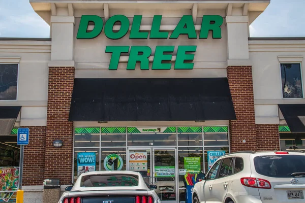 Lawrenceville Usa Vue Panneau Dollar Tree Entrée Avec Voitures — Photo