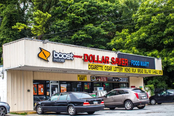 Decatur Usa Városi Bevásárlóközpont Megtekintése Boost Mobile Dollar Saver Food — Stock Fotó