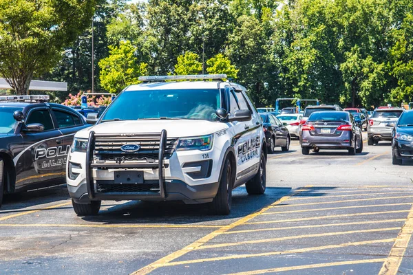 Gwinnett County Usa Vista Traseira Cruzador Polícia Preto Branco — Fotografia de Stock