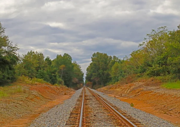 Lange Lege Treinrails Het Land — Stockfoto