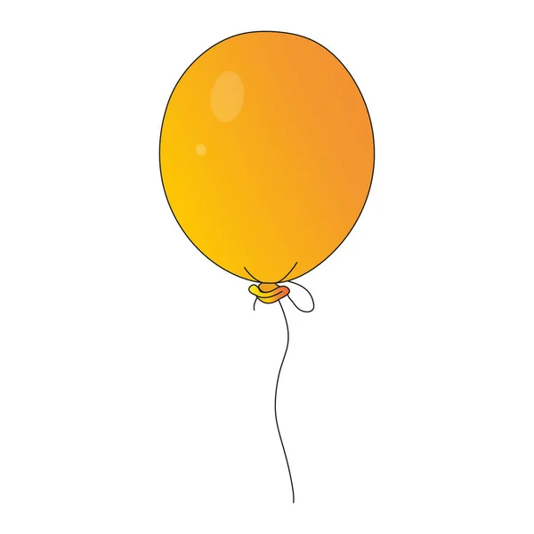 Globo Amarillo Con Cuerda Sobre Fondo Blanco — Vector de stock