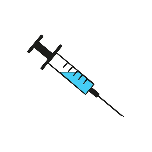 Medical Syringe Filled Liquid White Background — Stock Vector