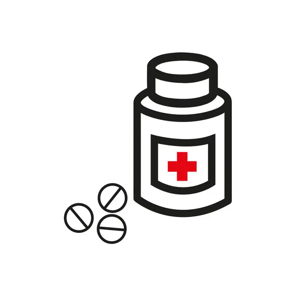 Pot Avec Croix Rouge Pilules Sur Fond Blanc — Image vectorielle
