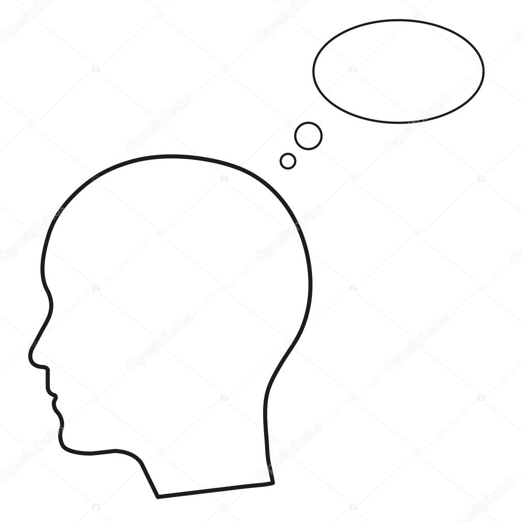 Vector illustration of human head with idea bubble