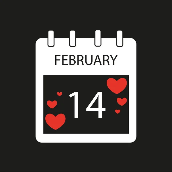 Calendario Con Fecha Febrero Día San Valentín Ilustración Vectorial — Vector de stock