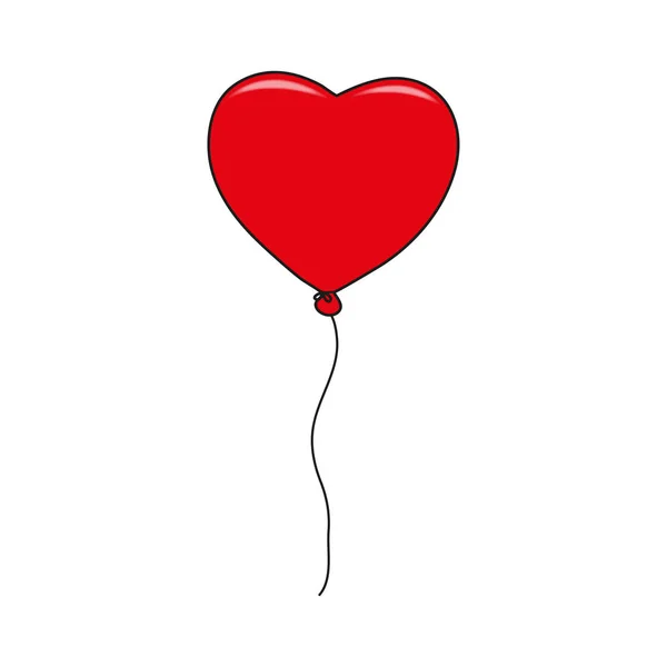 Balão Vermelho Forma Coração Ilustração Vetorial — Vetor de Stock