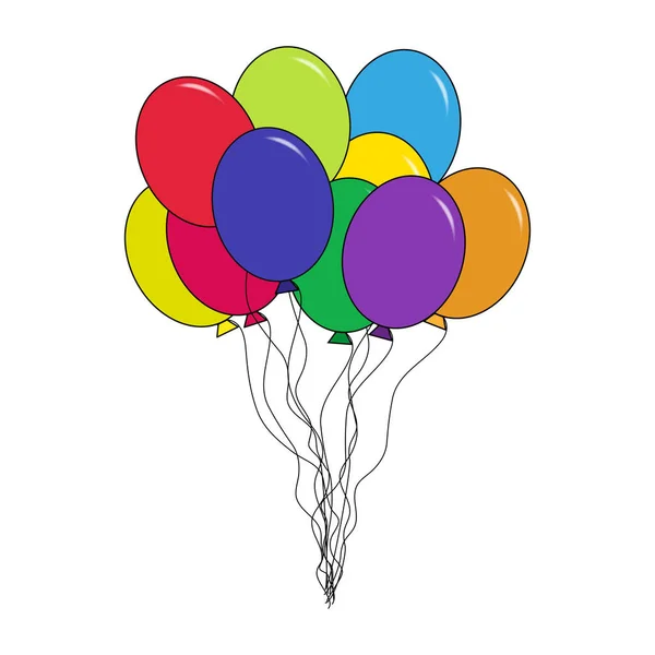 Globos Colores Aislados Sobre Fondo Blanco Ilustración Vectorial — Vector de stock