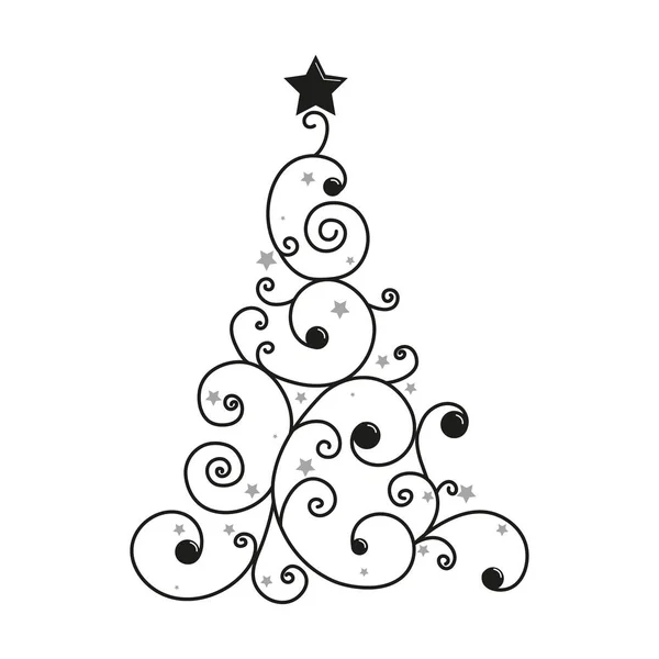 Curly Christmas Tree White Background Vector Illustration — Stock Vector