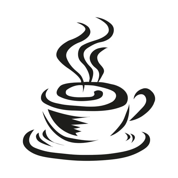 Hot Coffee Cup Saucer Icon Vector — Stock Vector